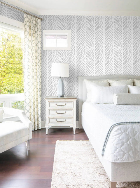 Bedroom with Striped Peel And Stick Wall Paper Grey And White Vinyl Self Adhesive Contact Paper For Bedroom Decor DIY Friendly