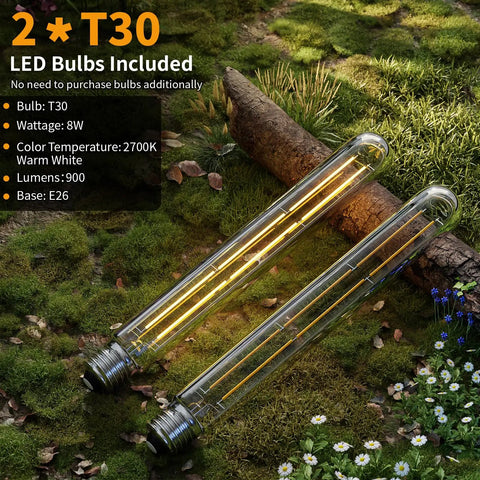 2 T30 LED Bulbs Included, 8W, Warm White, 900 Lumens, E26 Base, ideal for Knockout Two Pack Dusk To Dawn Outdoor Wall Sconces.