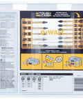 Back view of FlexTorq 22-Piece Impact Driver Bit Set with Connectable Storage System packaging showing bit arrangement and features.