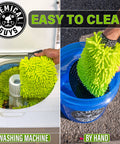 Chenille Premium Scratch-Free Microfiber Wash Mitt For Your Ride Car Cleaning Lime Green Ultra-Soft Glove in washer and bucket