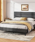Queen Velvet Upholstered Bed Frame With Tufted Headboard And Reinforced Wood Slats Heavy Duty 1500 Lbs Support Zero Box Spring Needed Easy Assembly in cozy grey