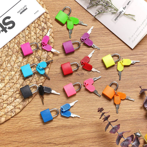 Mini Padlock Set 1.25 Inch With Keys Multicolor Keyed Locks For Luggage, Backpack, Gym Locker, Suitcase And Box Durable Copper Core With Plastic Shell Small Luggage Locks For Travel, School, Office