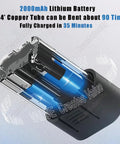 2000mAh lithium battery for No Sweat Electric Copper Tube Bender, charges in 35 minutes, enables 90 bends for 3/4" copper tube.