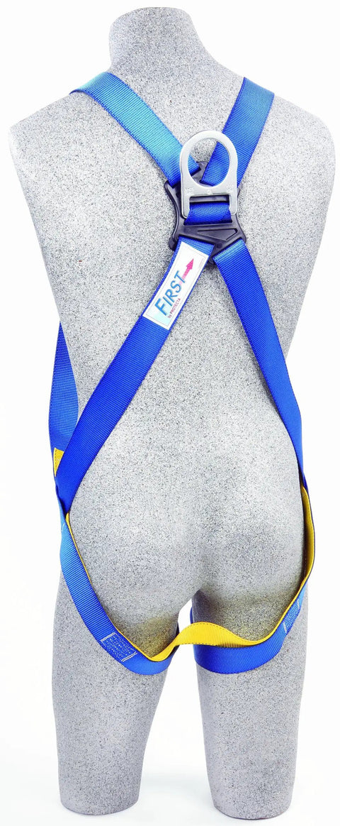 Three Point Safety Harness With Back D Ring Pass Through Leg Straps X Large 310 Pound Capacity Blue Jobsite Ready Safety Gear