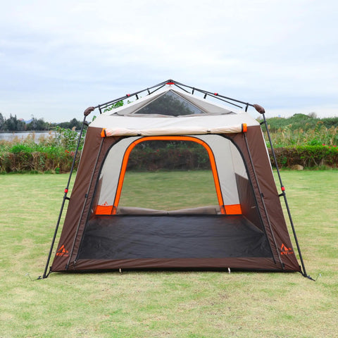 Instant Family Cabin Tent With Two Rooms And Three Doors Mesh Windows Waterproof Double Layer Design Easy Setup In 60 Seconds Straight Wall Big 