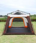 Large Family Tent For 6-8 People With Instant Setup In 60 Seconds, Spacious Two Rooms, Three Doors, Waterproof, Brown