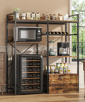 Super Handy 4 Tier Fridge Stand With Storage Shelves And Rolling Drawer Bakers Rack With Power Outlet And Wine Rack