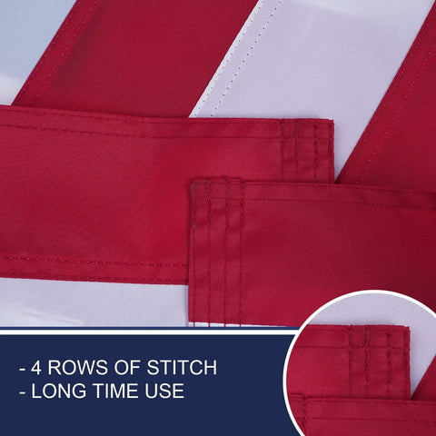 Close-up of All American Betsy Ross Flag 3x5 Ft showing reinforced stitching, heavy-duty polyester for durability.