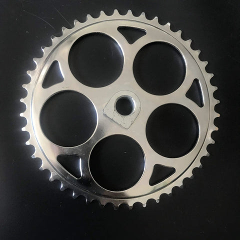 Metal sprocket from 44T Wide Crank Assembly Kit for Gas Motorized Bicycle, 3 Piece Set, steel, fits 26 Inch Cruiser Frames