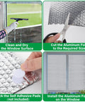 Window Insulation Roll 48In By 20Ft Reflective Heat Shield Bubble Film With Double Sided Aluminum Foil Insulation For Weatherproof Windows Garage Doors RVs Basements Beat The Heat All Year Round For Winter And Summer Comfort installed on window