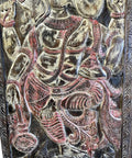 Slick Vintage Carved Wood Barn Door Panel Featuring An Epic Indian Ganesha Motif, showcasing intricate craftsmanship and details.