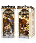 DIY Book Nook Kit European Arcade Street Scene With LED Lighting 3D Wooden Puzzle Miniature House For Bookshelf Dust Free