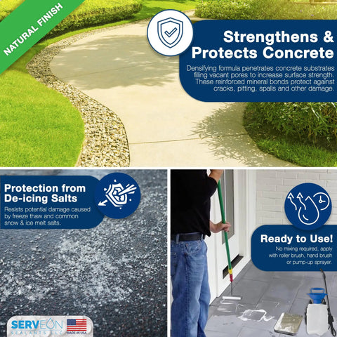 Tough As Nails Concrete Driveway Sealer With Penetrating Densifier For Indoor Outdoor Use Clear Natural Finish Waterproof Sealant For Pavers Sidewalks And Pools One Gallon
