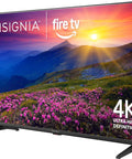 50 Inch Led Smart Fire TV Featuring Sick 4K Ultra HD Picture Quality And Dope HDR10 Contrast Levels With Alexa Voice Remote showing vibrant landscape.