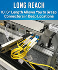 Fiber Optic Inserting And Extracting Tool With Bent Nose Jaw for SC Simplex, SC Duplex, and LC Duplex Connectors in use