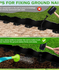 Tips for installing Durable 33 Ft No Dig Landscape Edging Border With 50 Spikes 4 Inch Tall Plastic Lawn Edging in soil.