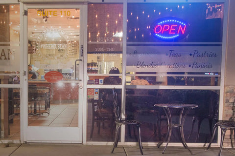 Storefront with Open Sign LED Neon Oval for Businesses with Flashing Mode, Shows Business Hours and Open Closed Signs