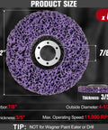 Heavy Duty Six Pack Stripping Discs For Angle Grinder, 4.5" diameter, purple nylon pads for fast rust and paint removal.