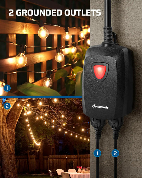 Outdoor Dimmable String Light Dimmer With 100 Foot Control Range Weatherproof 125V Dimmer Switch with glowing string lights