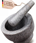 Unpolished Granite Mortar And Pestle Set One And A Half Cup Capacity Heavy Duty Stone Grinding Tool Pro Grade With German Design