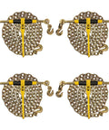 Heavy Duty Grade 70 Chain Load Binder Equipment Tie Down Kit With Four Snap Hook Ratchets And Grab Clamps view from top displaying four binders.