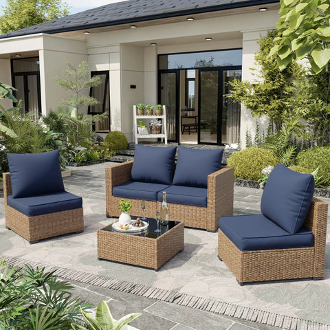 Outdoor Chair Cushions Set Of Four 23 By 20 By 4 Inches With Removable Cover Navy Waterproof And Fade Resistant For Patio Furniture