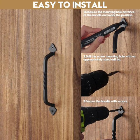 Two Pack Gate Handles For Wooden Gates With Screws Rustic Black Steel Door Pulls For Garden Shed And Fences Heavy Duty Handle Set