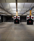Silhouette Shooting Target Bulk Pack of 50 in Black 18 by 24 Inches with Multiple Aiming Zones at Indoor Shooting Range