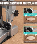 Adjustable depth setting on Smooth Operator 8.5 Amp Biscuit Joiner With Knockout 12000 RPM Power Head for precise wood joints.