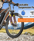 Go To 26 Inch Commuter Electric Bike With 720W Peak Motor showing lockable suspension fork detail for stable ride