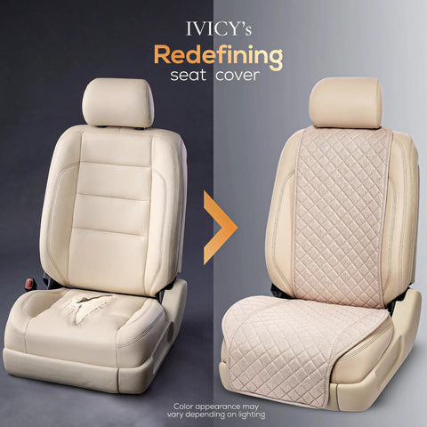Faux Linen Front Car Seat Cover Non Slip Bucket Seat Protector For Most Cars SUVs Vans Trucks Machine Washable Airbag Compatible Light Beige Hassle Free Install Fits Driver Or Passenger Side comparison