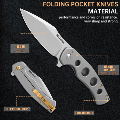 Nomad EDC Folding Pocket Knife With 3.54 Inch 14C28N Steel Blade Satin Finish A Razor Sharp Edge