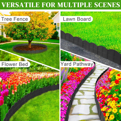 20 Ft Black Garden Edging Border Set With 20 Stakes 7.8 Inch High Landscape Edging for Flower Beds and Lawn Borders, versatile use