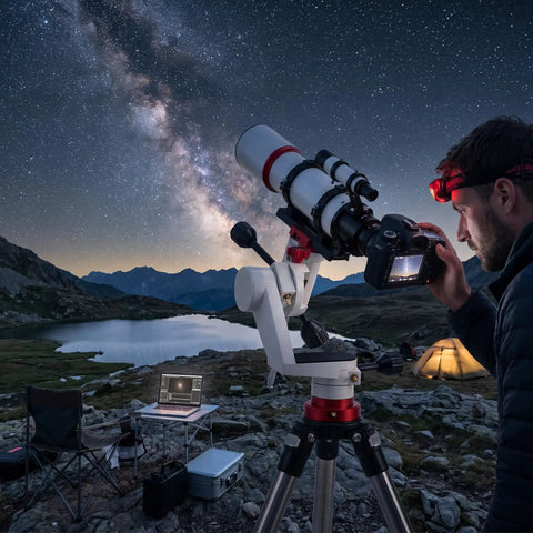 Heavy Duty Altazimuth Mount With 360 Degree Micro Adjustment For Telescopes Cameras And Binoculars Aluminum Alloy Build in use for astrophotography