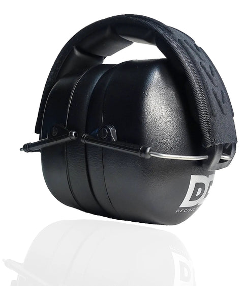 Black Ultra Comfy 37 Db NRR Safety Ear Muffs for Shooting with padded headband, compact foldable design