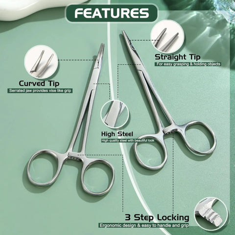 Piercing Taper Pliers Ball Grabber Tool Kit For Hassle-Free Jewelry Changes Curved And Straight Forceps Stainless Steel