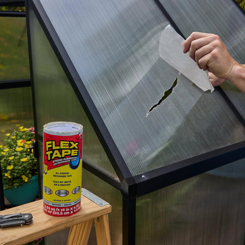 Thick Rubberized Waterproof Tape For Patching Sealing Leaks And Quick Repairs That Works Underwater And On Dry Surfaces Ideal For Home RV Roof Plumbing And Pool Maintenance Clear 8 In X 5 Ft applied to greenhouse