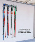 Wall Mounted Ski Storage Rack Holds Four Pairs Of Skis And Poles Or A Snowboard Tough As Nails With Rubber Coated Hooks
