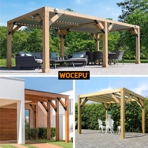 8 Pack 3.5 By 3.5 Inch Stainless Steel 45 Degree Pergola Gazebo Deck Brackets Set Heavy Duty Support For Wood Frame Structures Weatherproof Black Powder Coat