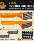 Two And A Half Inch Shaver Blade Holder Set With Handles, 2 Pack, Includes Five Replacement Blades For Small Edges And Tight Spots
