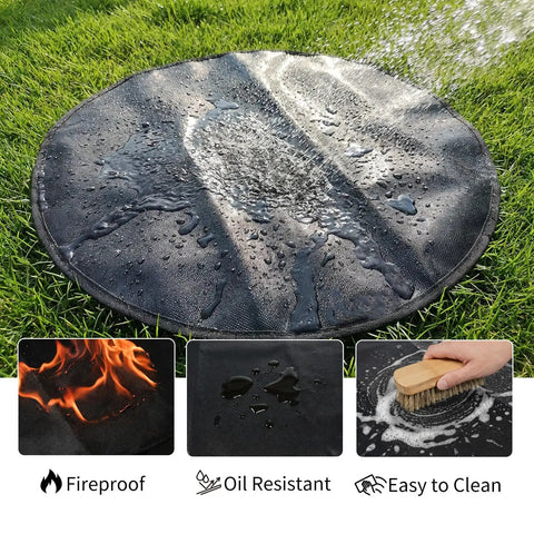 Water-resistant 20 Inch Round Tabletop Fire Pit Mat Pro Grade Heat Resistant Silicone Countertop Protector on grass
