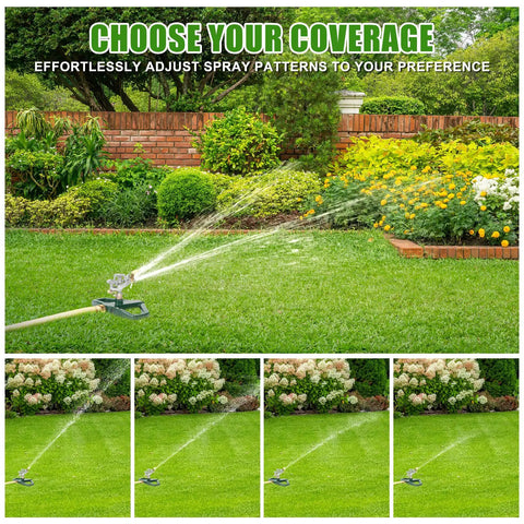 Heavy Duty Metal Pulsating Sprinkler For Yard, 360 Degree Rotating Automatic Water Sprinkler For Lawn With Metal Base