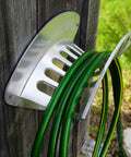 Heavy Duty 13 Inch Cast Aluminum Hose Rack For Outdoor Walls, Curved Wall Mount Hose Holder, A Real Workhorse That Holds 100 Feet Of One Half Inch Hose And 50 Feet Of Five Eighths Inch Hose, Single Piece Attachment