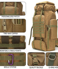 Beefy 70 Liter And 100 Liter Hiking Backpack For Men, Military Style Rucksack With MOLLE System and D-Ring Hook details