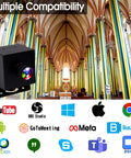 Rock Solid 4K UVC Web Cam With USB And HDMI Dual Screen Output For PC Monitors And Streaming Rigs featuring colorful church background.