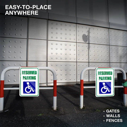 Reserved Handicap Parking Signs 8x12 Inches Reflective Aluminum 2 Pack for Clearly Marking Accessible Spots on gates and walls