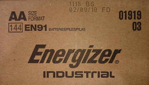 Industrial AA Alkaline Batteries Box Of 144, 36 Packs Of 4, Heavy Duty Power For Tools Gadgets And Home Devices, Made In USA Or Singapore