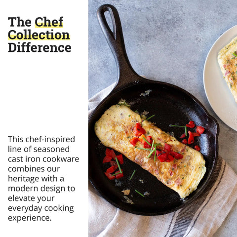 8 Inch Cast Iron Skillet with Ergonomic Handles for Easy Grip and Spatula Friendly Sides Built for Superior Heat Retention