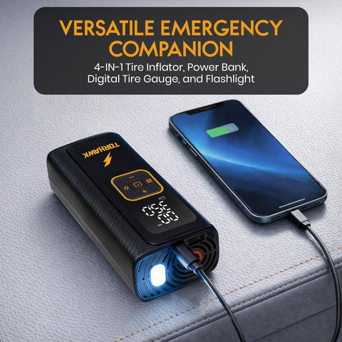 Dual Cylinder Tire Inflator Portable Air Compressor 160 PSI Beastly Fast Inflate with digital display and phone charging