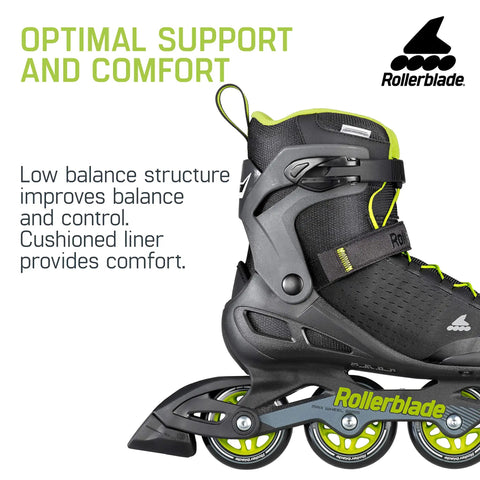 Zetrablade Elite Mens Adult Fitness Inline Skates For Beginners To Intermediate Black And Lime Budget Friendly Comfort Fit